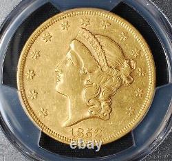 1852 $20 Type 1 Liberty Head Gold Double Eagle, Pcgs Au50, Nfc Secure