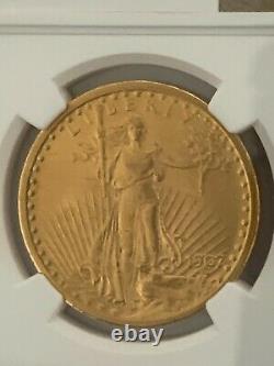 1907 $20 Dollar Saint Gaudens Gold Double Eagle NGC Certified AU 58