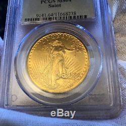 1907 $20 GOLD PCGS MS64 St. GAUDENS DOUBLE Eagle Dollar BRIGHT EX HERITAGE COIN