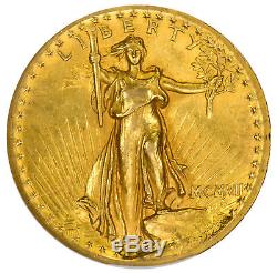 1907 $20 Gold High Relief-Wire Rim St. Gaudens, Double Eagle NGC MS62