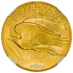 1907 $20 Gold High Relief-Wire Rim St. Gaudens, Double Eagle NGC MS65