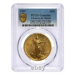 1907 $20 Gold Saint Gaudens Double Eagle High Relief Flat Edge PCGS AU Detail