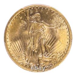 1907 $20 Gold Saint Gaudens Double Eagle PCGS MS63