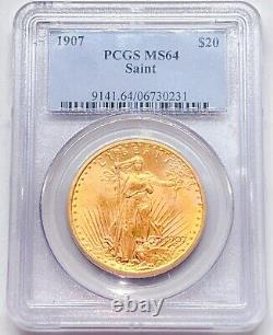 1907 $20 Gold Saint Gaudens PCGS MS64 Double Eagle 730231