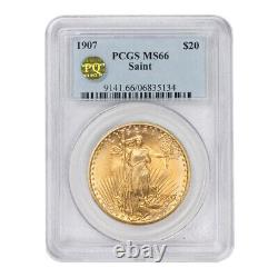 1907 $20 Gold Saint Gaudens PCGS MS66 PQ Approved Gem Graded Double Eagle Coin