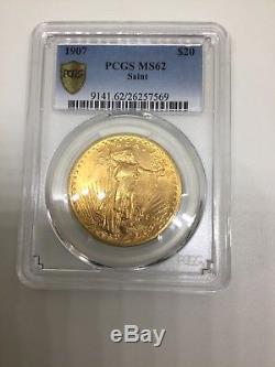 1907 $20 Gold St Gaudens Double Eagle PCGS MS62