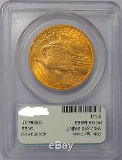1907 $20 Gold St Gaudens Double Eagle PCGS MS63