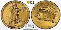 1907 $20 High Relief Flat Edge St Gaudens Gold Double Eagle PCGS MS63 CAC, Rare