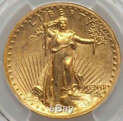 1907 $20 High Relief Wire Edge St Gaudens Gold Double Eagle PCGS AU58, Key Date