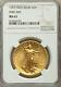 1907 $20 High Relief Wire Rim St Gaudens Gold Double Eagle NGC MS63, Key Date