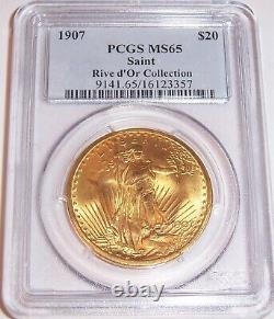 1907 $20 Philadelphia GEM St Gaudens Double Eagle PCGS MS65