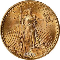 1907 $20 Philadelphia GEM St Gaudens Double Eagle PCGS MS65+