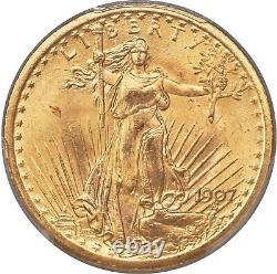 1907 $20 Philadelphia GEM St Gaudens Double Eagle PCGS MS65
