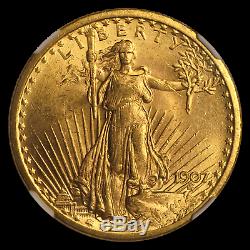 1907 $20 Saint-Gaudens Gold Double Eagle MS-63+ NGC SKU#186876