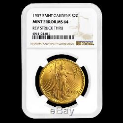 1907 $20 Saint-Gaudens Gold Double Eagle MS-64 NGC (Strike-Thru) SKU#194033
