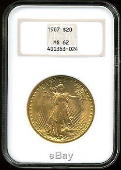 1907 $20 Saint-Gaudens Gold Double Eagle MS62 400353-024