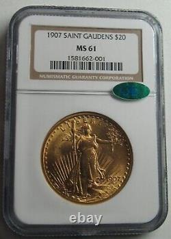 1907 $20 Saint-Gaudens Gold Double Eagle, NGC MS61 CAC, Unreal Quality