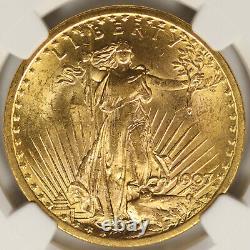 1907 $20 Saint Gaudens Gold Double Eagle NGC MS63