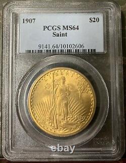 1907 $20 Saint-Gaudens Gold Double Eagle PCGS MS-64