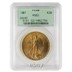 1907 $20 Saint Gaudens Gold Double Eagle PCGS MS62 OGH