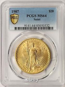 1907 $20 Saint Gaudens Gold Double Eagle PCGS MS64