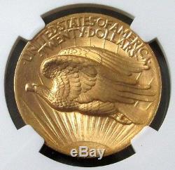 1907 Gold $20 Saint Gaudens High Relief Double Eagle Wire Rim Ngc Mint State 63