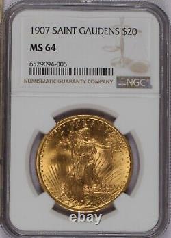 1907 Gold St. Gaudens Double Eagle $20 NGC MS64