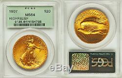 1907 High Relief $20 St Gaudens PCGS MS64 Gold Double Eagle OGH Old Green Holder