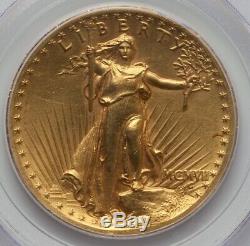1907 High Relief Wire Edge MS62 PCGS $20 St Gaudens Gold Double Eagle, Key Date