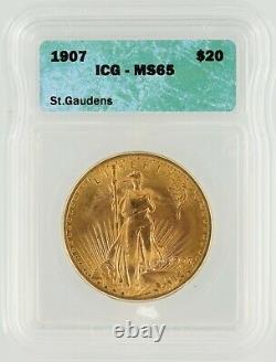 1907 No Motto Double Eagle ICG MS65 $20 Saint Gaudens