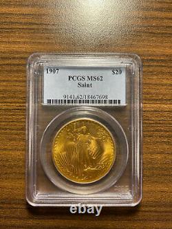 1907-P $20 Gold Saint Gaudens Double Eagle PCGS MS 62 Twenty Dollar Gold RARE
