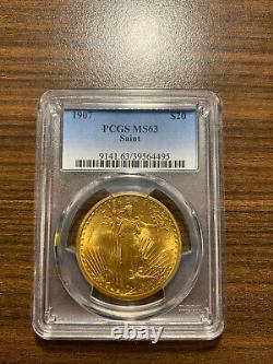 1907-P $20 St. Gaudens Gold Twenty Dollar Double Eagle Gold PCGS MS 63 RARE
