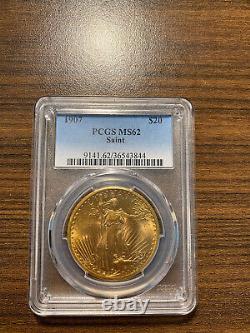 1907-P $20 St. Saint Gaudens Gold Twenty Dollar Double Eagle PCGS MS 62 RARE
