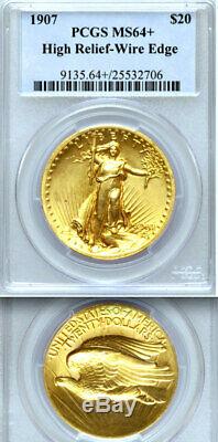 1907 PCGS MS64+ High Relief Rolls-Royce of GOLD $20 Double Eagle Saint Gaudens