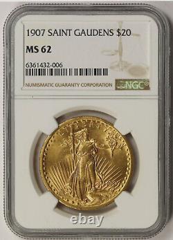 1907 Saint Gaudens Double Eagle Gold $20 MS 62 NGC