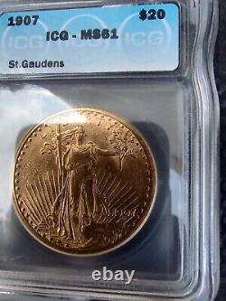 1907 Saint Gaudens Double Eagle- Graded ICG 61