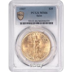 1907 St. Gaudens $20 Gold Double Eagle PCGS MS66 Glossy Satin like Strike PQ+