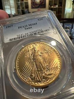 1907 St. Gaudens Double Eagle Gold Twenty Dollar Coin PCGS MS-64 STRONG STRIKE