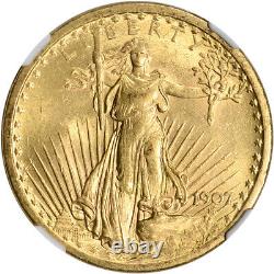 1907 US Gold $20 Saint-Gaudens Double Eagle NGC MS62