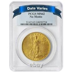 1907 to 1927 $20 St. Gaudens Gold Double Eagle PCGS MS62 Random Year