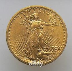 1908 $20 Dollar Saint-gaudens Double Eagle Gold Coin No Motto