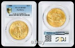 1908 $20 Gold Saint Gaudens Double Eagle PCGS MS63 NO MOTTO