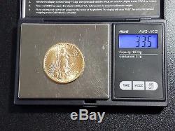 1908 $20 Gold Saint-gaudens Double Eagle Coin No Motto