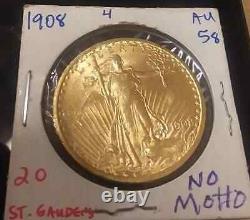 1908 $20 Gold St Gaudens Double Eagle Twenty Dollar Coin
