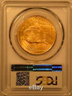 1908 $20 No Motto St. Gaudens Gold Coin Double Eagle PCGS MS65