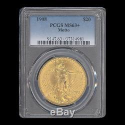 1908 $20 Saint-Gaudens Gold Double Eagle MS-63+ PCGS (Motto) SKU#198324