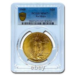 1908 $20 Saint-Gaudens Gold Double Eagle MS-67+ PCGS (No Motto) SKU#233826