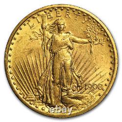 1908 $20 Saint-Gaudens Gold Double Eagle No Motto AU SKU#14705