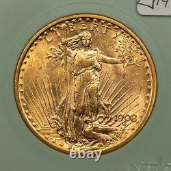 1908 $20 Saint-Gaudens Gold Double Eagle No Motto Luster NNC SKU-G1446