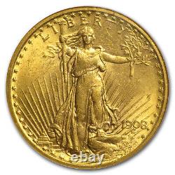 1908 $20 Saint-Gaudens Gold Double Eagle No Motto MS-63 NGC SKU#10251